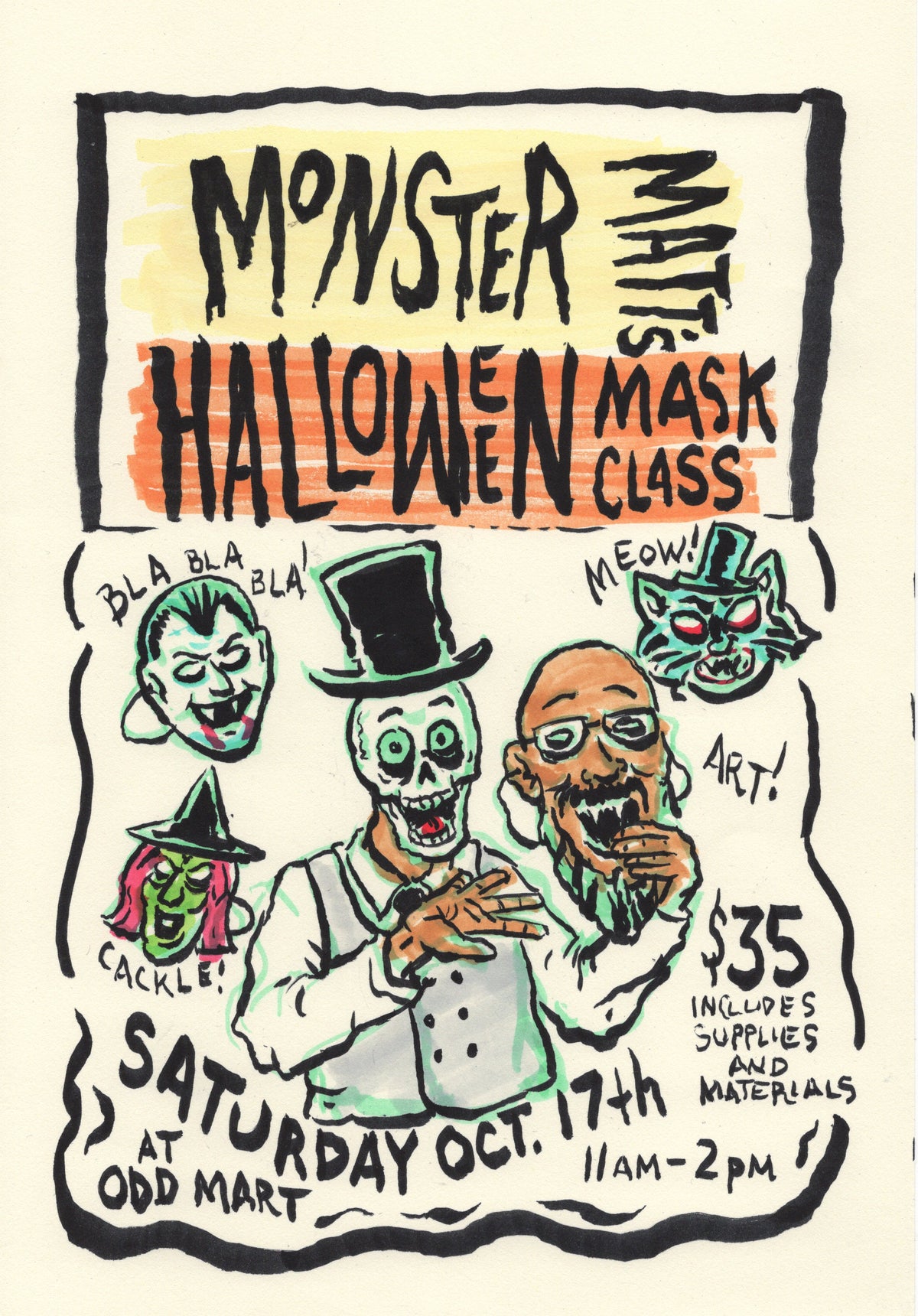 Monster Matt's Creepy Craft Class Saturday - October 17th 2026