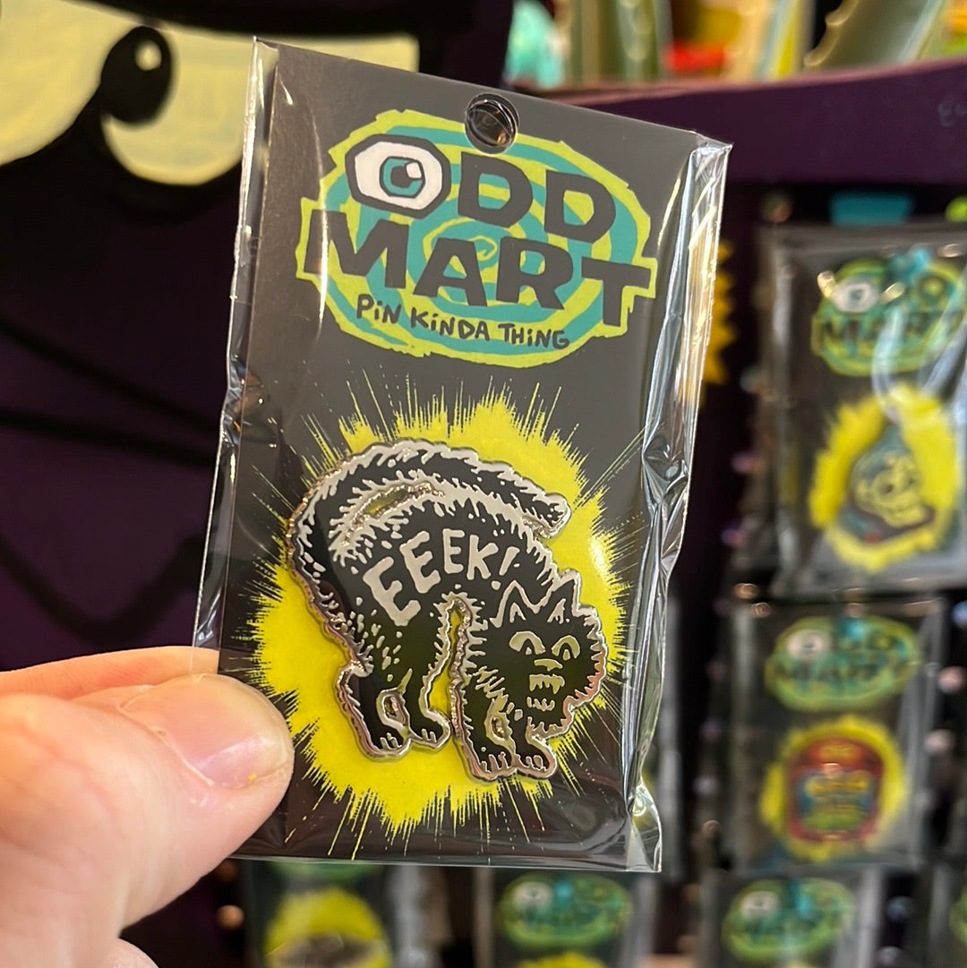 Odd Mart Silver Eek Cat Pin