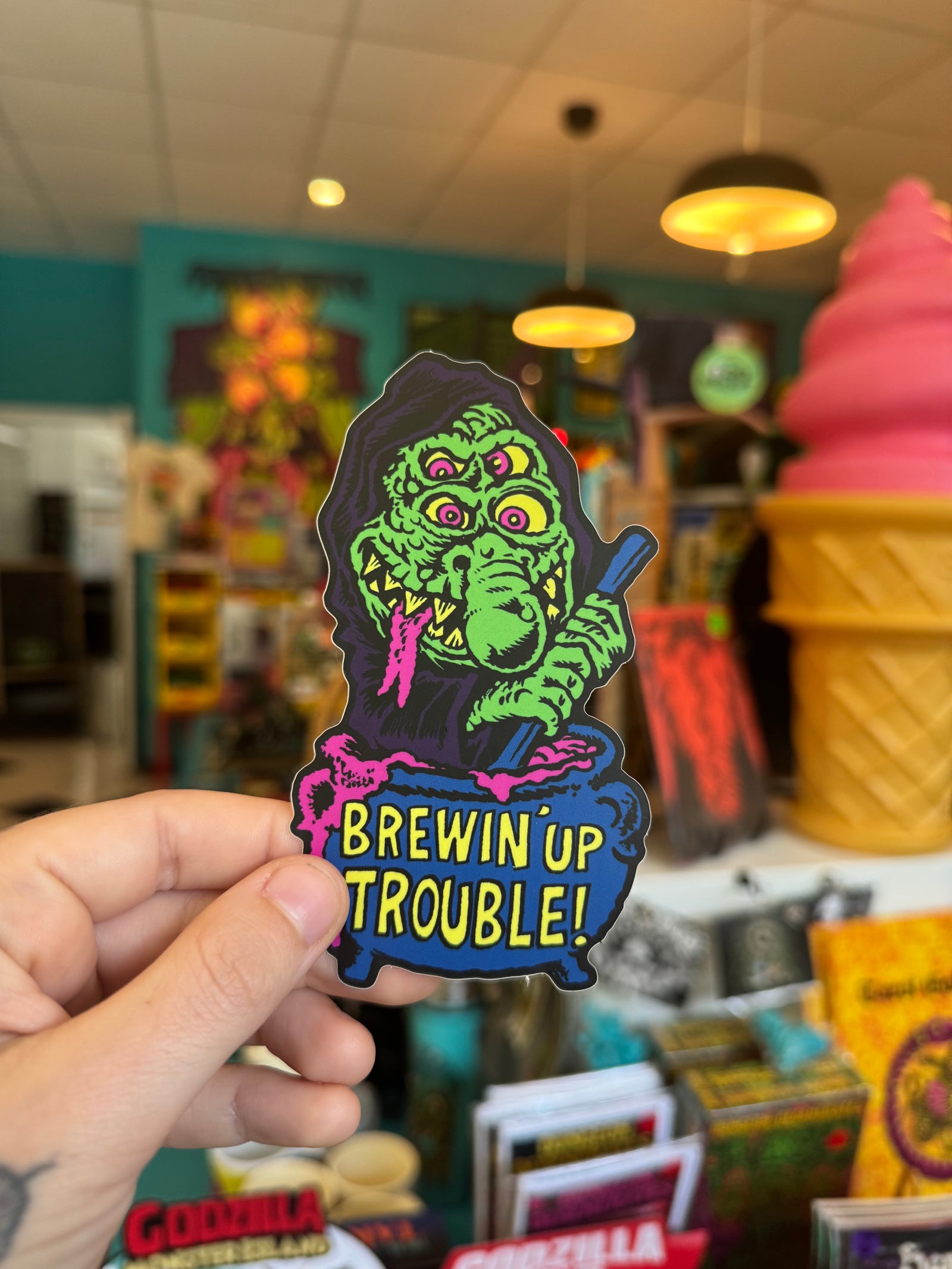 Brewin Up Trouble Sticker