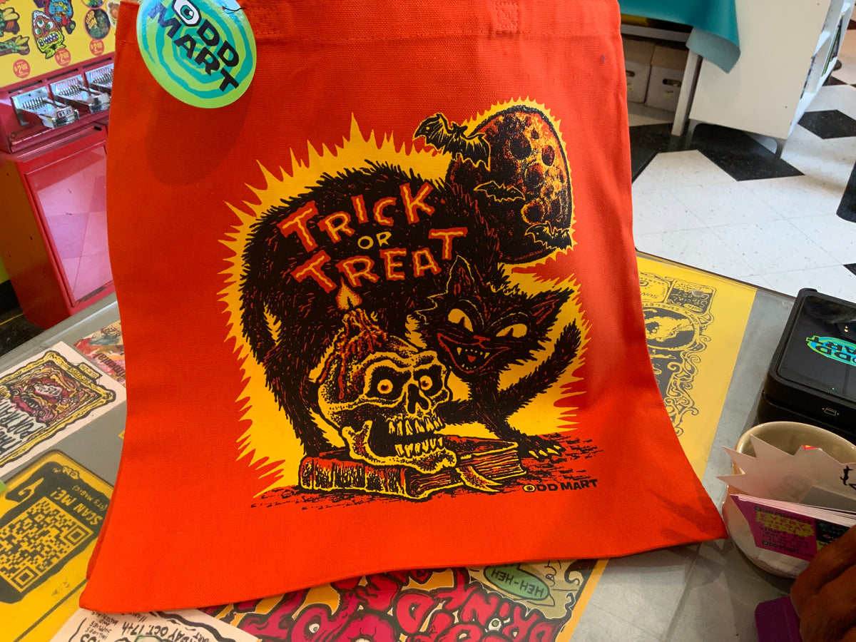 Trick or Treat Cat and Skull Tote