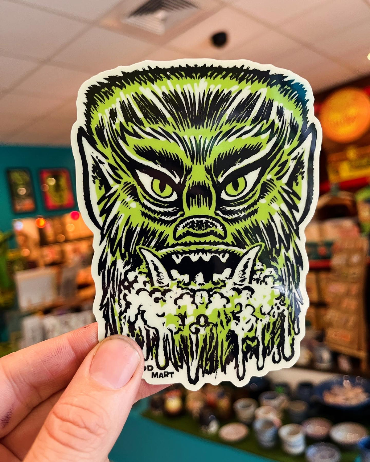 GLOW IN THE DARK WOLF GUY STICKER