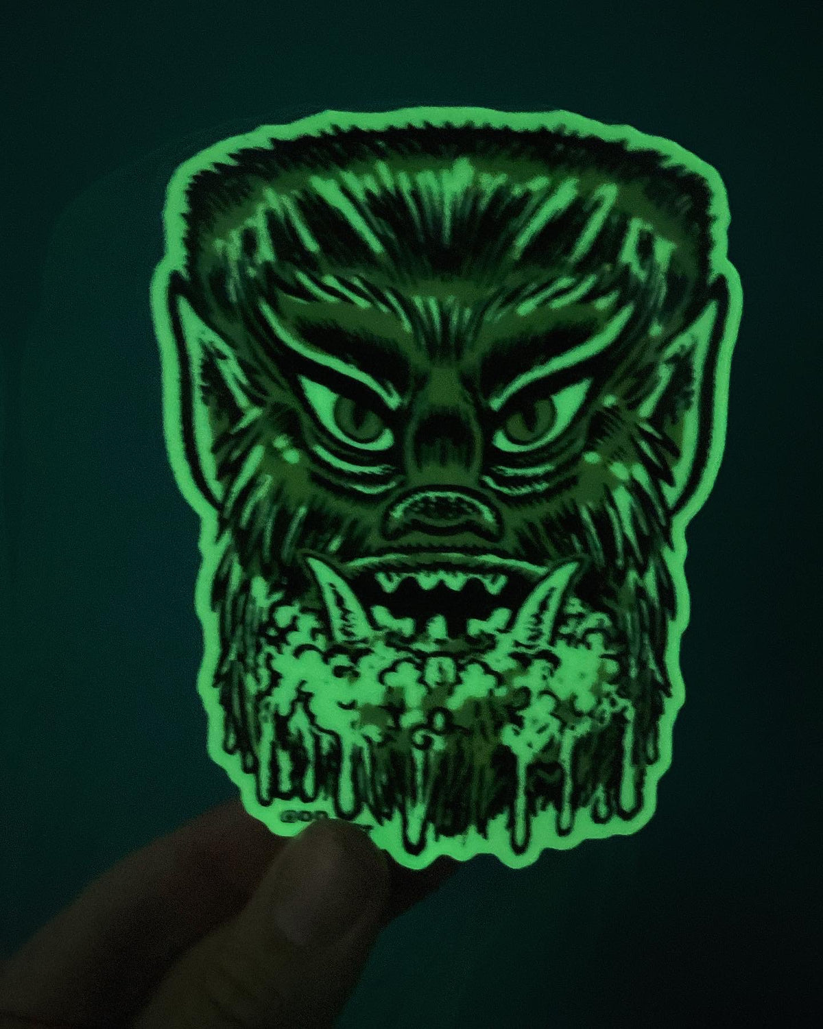 GLOW IN THE DARK WOLF GUY STICKER