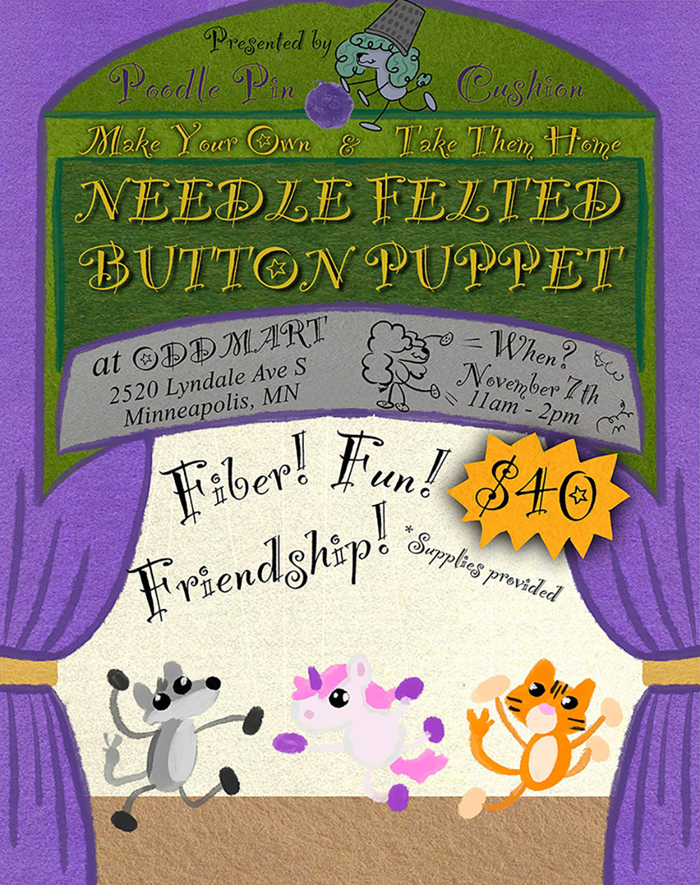 Make your own Needle Felted Button Puppet, November 7th 2026