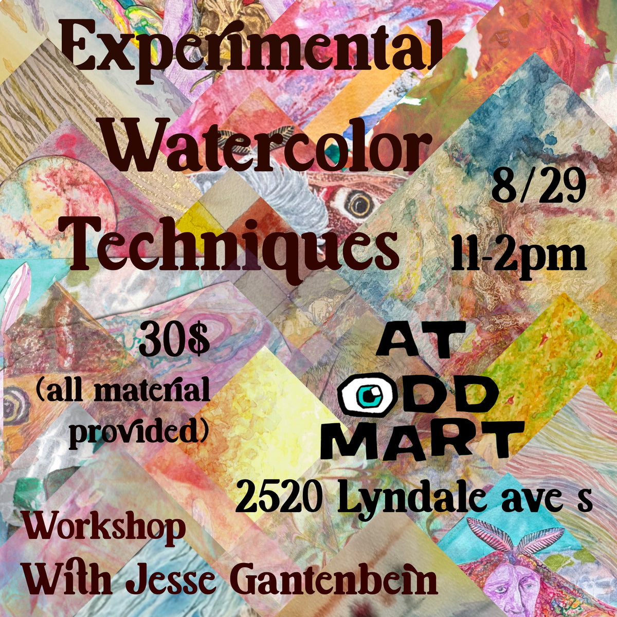 Experimental Watercolor Techniques class August 29th 2026