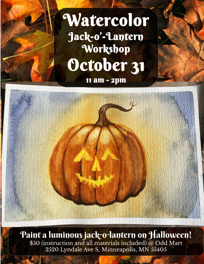 Watercolor Jack-o-Lantern Workshop October 31st