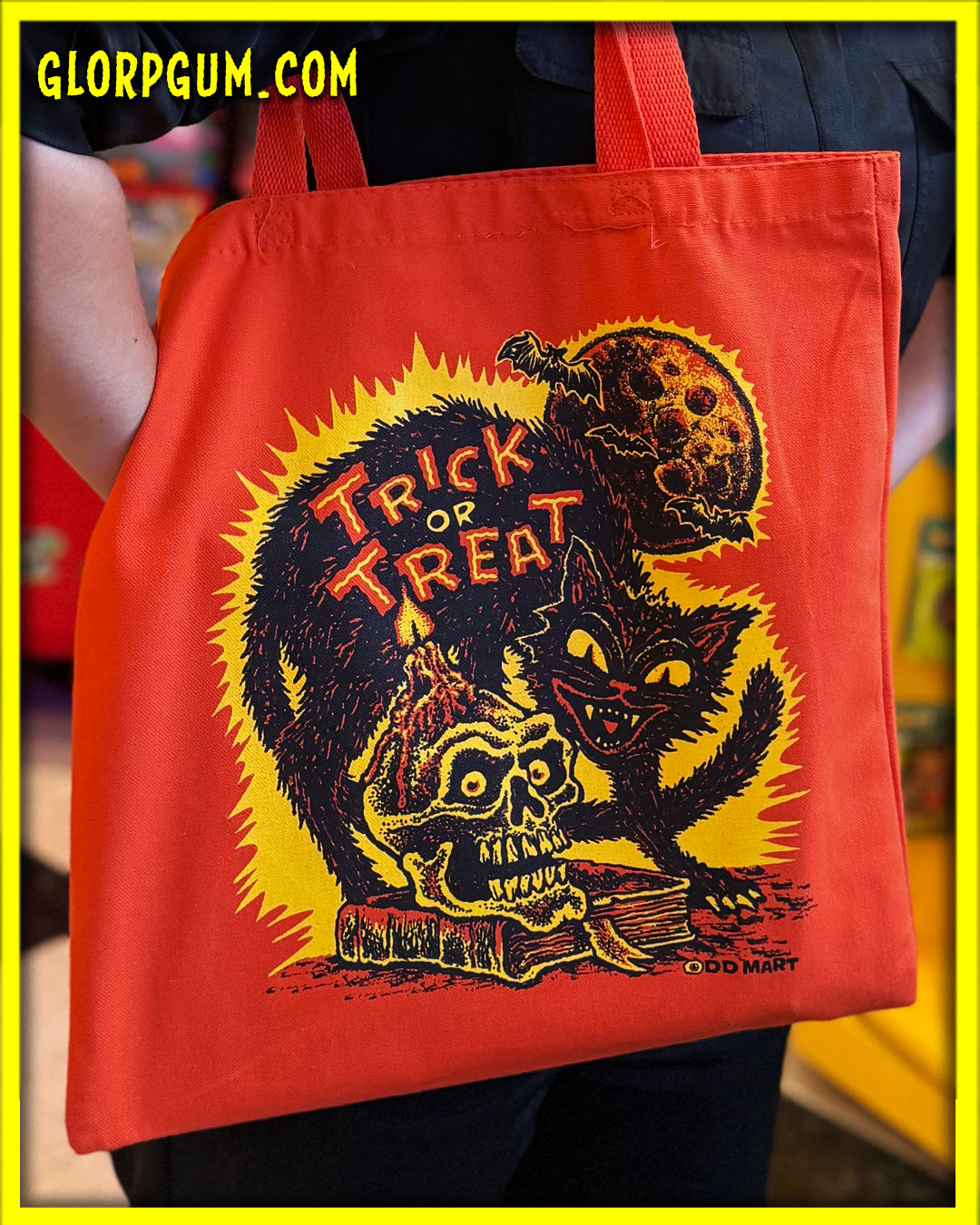 Trick or Treat Cat and Skull Tote