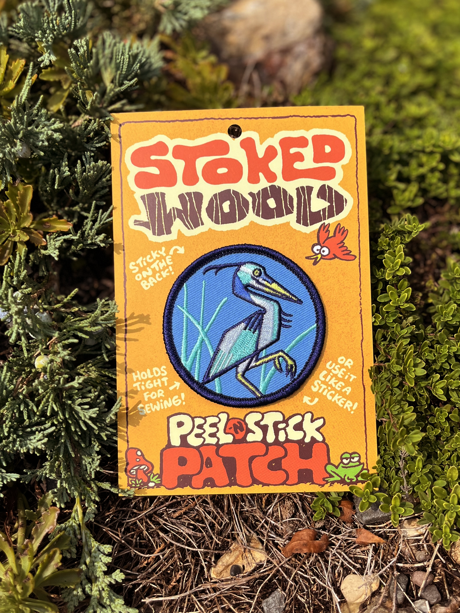 Stoked Wood Peel-N-Stick Blue Heron Patch
