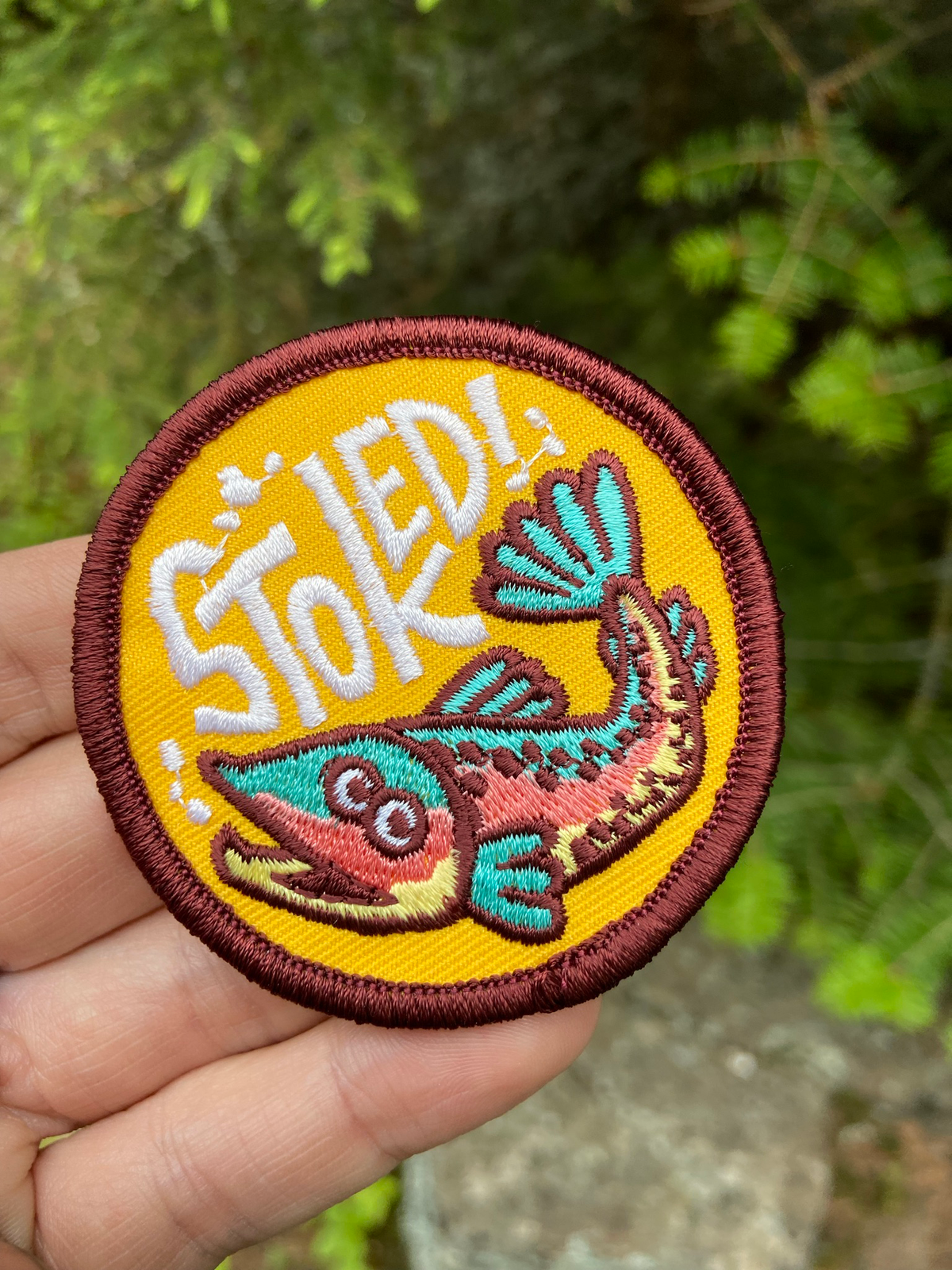 Stoked Wood Peel-N-Stick Stoked Trout Patch