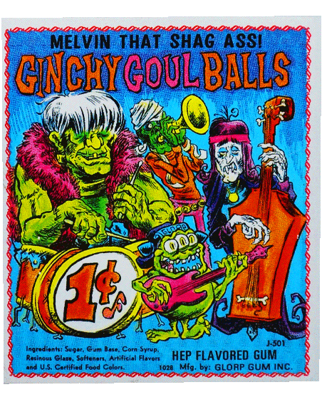1960&#39;s Ginchy Ghoul Balls GLORP Gum Machine Sticker!