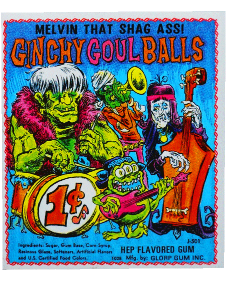 1960's Ginchy Ghoul Balls GLORP Gum Machine Sticker!