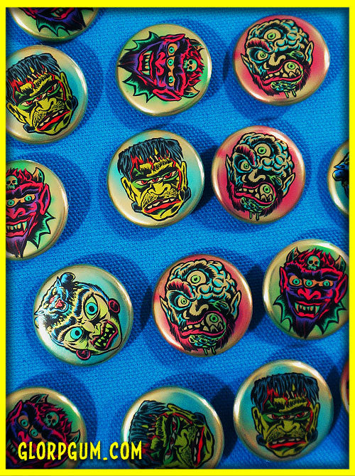 GLORP Metallic Monsters Button Set 3 (Golden Ghouls!)