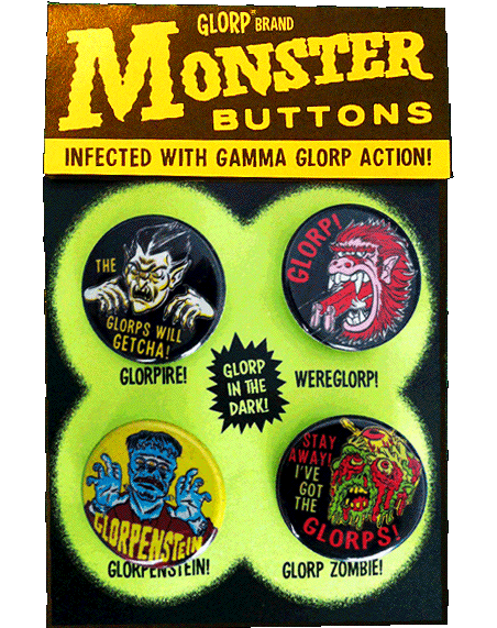 Gamma GLORP Glow in the Dark Monster Buttons!