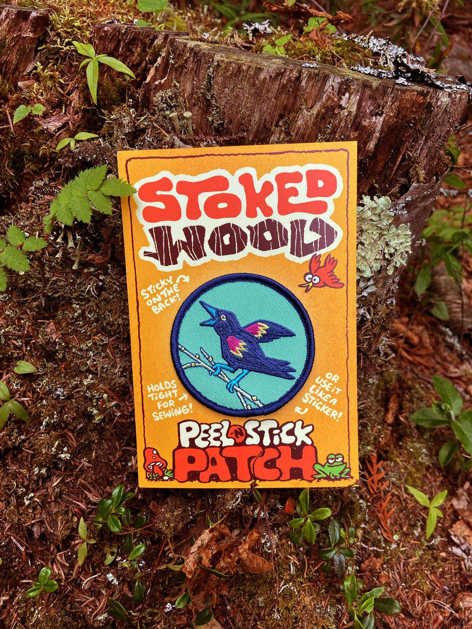 Stoked Wood Peel-N-Stick Red Wing Blackbird Patch