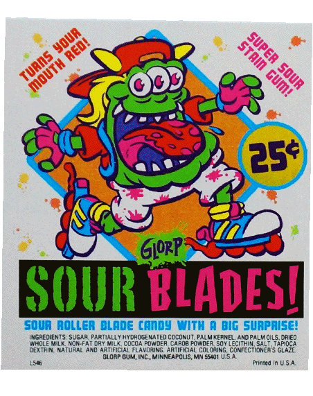 1990&#39;s Sour Blades GLORP Gum Machine Sticker!