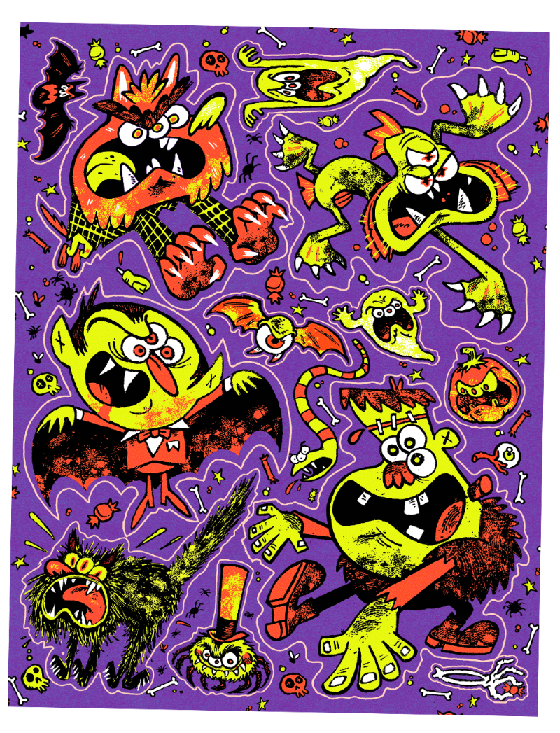DOUBLE TROUBLE: Giant Halloween Sticker Sheet 2 pack!