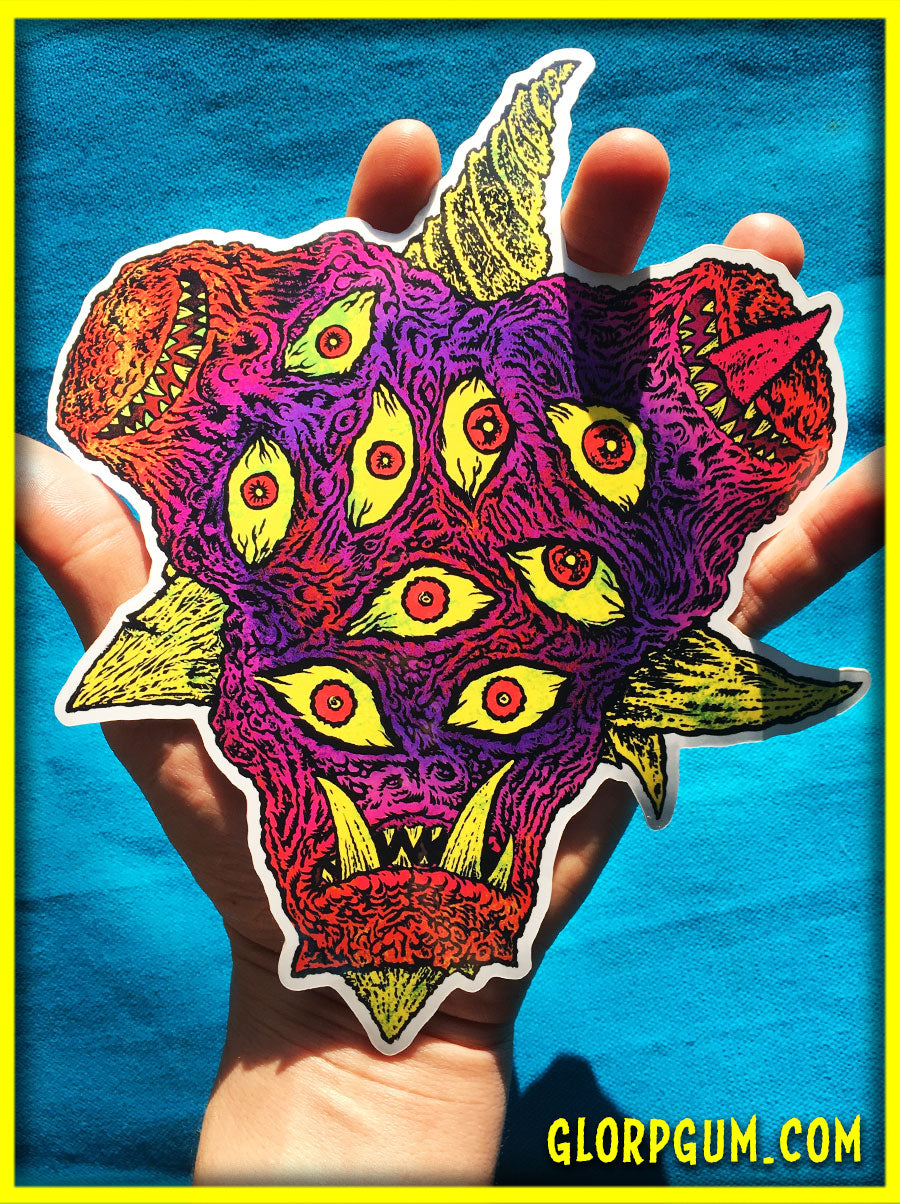 GLORP Tri-Head Terror sticker!