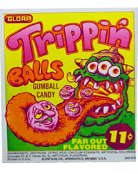 1970&#39;s Trippin&#39; Balls GLORP Gum Machine Sticker!